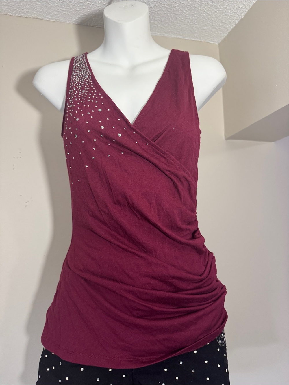 Y2K McBling Burgundy Sleeveless Top